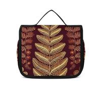 NTVOWPZO Toiletry Bag for Women Travel Toiletry Bag Maroon Gold Pattern Cosmetic Organizer Bag Hanging Makeup Bag, style, 22.5x18.5cm, Style, 22.5x18.5cm
