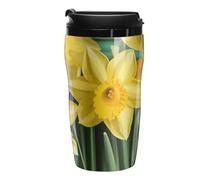 NTVOWPZO Travel Coffee Mug Yellow Daffodils Flowers Insulated Travel Mug Stainless Steel Coffee Tumbler Travel Coffee Cup Reusable Coffee Cups with Lids for Hot And Cold Drink