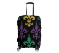 NTVOWPZO Travel Luggage Cover Elastic Suitcase Protector Anti-Scratch Washable 3D Fleur De Lis Mardi Gras Luggage Sleeve Tsa Approved Carry on Covers Baggage Cover Fits 18-32 Inch Luggages, white, M