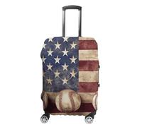 NTVOWPZO Travel Luggage Cover Elastic Suitcase Protector Anti-Scratch Washable American Flag And Baseball Luggage Sleeve Tsa Approved Carry on Covers Baggage Cover Fits 18-32 Inch Luggages, white, XL