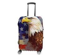 NTVOWPZO Travel Luggage Cover Elastic Suitcase Protector Anti-Scratch Washable American USA Flag Eagle Art Luggage Sleeve Tsa Approved Carry on Covers Baggage Cover Fits 18-32 Inch Luggages, white, XL