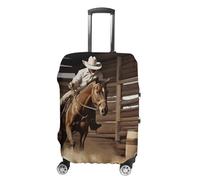 NTVOWPZO Travel Luggage Cover Elastic Suitcase Protector Anti-Scratch Washable American West Rodeo Luggage Sleeve Tsa Approved Carry on Covers Baggage Cover Fits 18-32 Inch Luggages, white, Small