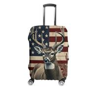 NTVOWPZO Travel Luggage Cover Elastic Suitcase Protector Anti-Scratch Washable Americana Flag Deer Luggage Sleeve Tsa Approved Carry on Covers Baggage Cover Fits 18-32 Inch Luggages, white, Small