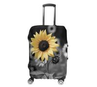 NTVOWPZO Travel Luggage Cover Elastic Suitcase Protector Anti-Scratch Washable Black And White Sunflowers Luggage Sleeve Tsa Approved Carry on Covers Baggage Cover Fits 18-32 Inch Luggages, white, XL