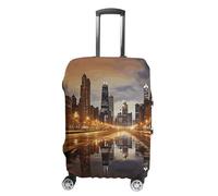 NTVOWPZO Travel Luggage Cover Elastic Suitcase Protector Anti-Scratch Washable Chicago Luggage Sleeve Tsa Approved Carry on Covers Baggage Cover Fits 18-32 Inch Luggages, white, Small, Modern