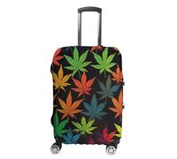 NTVOWPZO Travel Luggage Cover Elastic Suitcase Protector Anti-Scratch Washable Colorful Cannabis Leaves Luggage Sleeve Tsa Approved Carry on Covers Baggage Cover Fits 18-32 Inch Luggages, white, M