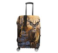 NTVOWPZO Travel Luggage Cover Elastic Suitcase Protector Anti-Scratch Washable Deers Picture Luggage Sleeve Tsa Approved Carry on Covers Baggage Cover Fits 18-32 Inch Luggages, white, L, Modern
