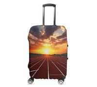 NTVOWPZO Travel Luggage Cover Elastic Suitcase Protector Anti-Scratch Washable Dusk Running Track Luggage Sleeve Tsa Approved Carry on Covers Baggage Cover Fits 18-32 Inch Luggages, white, Small