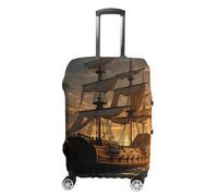 NTVOWPZO Travel Luggage Cover Elastic Suitcase Protector Anti-Scratch Washable Fantasy Pirate Ship Luggage Sleeve Tsa Approved Carry on Covers Baggage Cover Fits 18-32 Inch Luggages, white, L, Modern