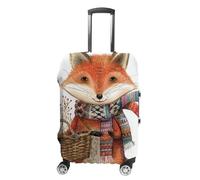 NTVOWPZO Travel Luggage Cover Elastic Suitcase Protector Anti-Scratch Washable Fox Holding Basket Luggage Sleeve Tsa Approved Carry on Covers Baggage Cover Fits 18-32 Inch Luggages, white, L, Modern