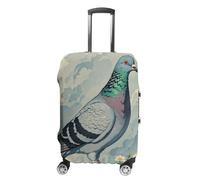 NTVOWPZO Travel Luggage Cover Elastic Suitcase Protector Anti-Scratch Washable Grey Pigeon Print Luggage Sleeve Tsa Approved Carry on Covers Baggage Cover Fits 18-32 Inch Luggages, white, Small