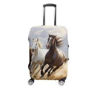 NTVOWPZO Travel Luggage Cover Elastic Suitcase Protector Anti-Scratch Washable Horses Running Art Luggage Sleeve Tsa Approved Carry on Covers Baggage Cover Fits 18-32 Inch Luggages, white, M, Modern