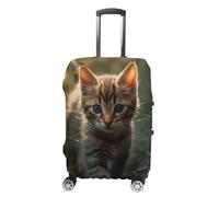 NTVOWPZO Travel Luggage Cover Elastic Suitcase Protector Anti-Scratch Washable Kitten Walking on The Grass Luggage Sleeve Tsa Approved Carry on Covers Baggage Cover Fits 18-32 Inch Luggages, white, L