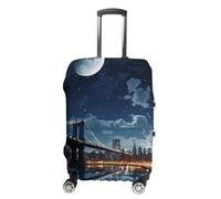 NTVOWPZO Travel Luggage Cover Elastic Suitcase Protector Anti-Scratch Washable Moon Light New York City Luggage Sleeve Tsa Approved Carry on Covers Baggage Cover Fits 18-32 Inch Luggages, white, L