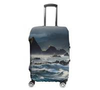 NTVOWPZO Travel Luggage Cover Elastic Suitcase Protector Anti-Scratch Washable Mountains Meet The Sea Luggage Sleeve Tsa Approved Carry on Covers Baggage Cover Fits 18-32 Inch Luggages, white, Small