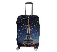 NTVOWPZO Travel Luggage Cover Elastic Suitcase Protector Anti-Scratch Washable Night Paris Eiffel Tower Luggage Sleeve Tsa Approved Carry on Covers Baggage Cover Fits 18-32 Inch Luggages, white, M