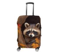 NTVOWPZO Travel Luggage Cover Elastic Suitcase Protector Anti-Scratch Washable Raccoon in The Fall Tree Hole Luggage Sleeve Tsa Approved Carry on Covers Baggage Cover Fits 18-32 Inch Luggages, white