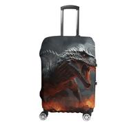 NTVOWPZO Travel Luggage Cover Elastic Suitcase Protector Anti-Scratch Washable Red Magma Flying Dragons Luggage Sleeve Tsa Approved Carry on Covers Baggage Cover Fits 18-32 Inch Luggages, white, Small