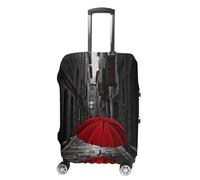 NTVOWPZO Travel Luggage Cover Elastic Suitcase Protector Anti-Scratch Washable Red Umbrella on Dark Street Luggage Sleeve Tsa Approved Carry on Covers Baggage Cover Fits 18-32 Inch Luggages, white, M