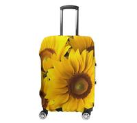 NTVOWPZO Travel Luggage Cover Elastic Suitcase Protector Anti-Scratch Washable Sunflowers Yellow Flowers Luggage Sleeve Tsa Approved Carry on Covers Baggage Cover Fits 18-32 Inch Luggages, white