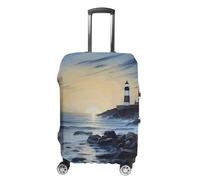 NTVOWPZO Travel Luggage Cover Elastic Suitcase Protector Anti-Scratch Washable The Seaside Lighthouse Luggage Sleeve Tsa Approved Carry on Covers Baggage Cover Fits 18-32 Inch Luggages, white, Small
