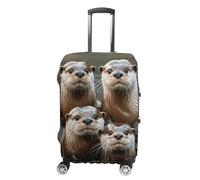 NTVOWPZO Travel Luggage Cover Elastic Suitcase Protector Anti-Scratch Washable Three Brown Otters Luggage Sleeve Tsa Approved Carry on Covers Baggage Cover Fits 18-32 Inch Luggages, white, Small
