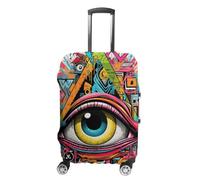 NTVOWPZO Travel Luggage Cover Elastic Suitcase Protector Anti-Scratch Washable Triangular Doodle Eyes Luggage Sleeve Tsa Approved Carry on Covers Baggage Cover Fits 18-32 Inch Luggages, white, L