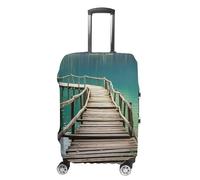 NTVOWPZO Travel Luggage Cover Elastic Suitcase Protector Anti-Scratch Washable Wooden Bridge over The Lake Luggage Sleeve Tsa Approved Carry on Covers Baggage Cover Fits 18-32 Inch Luggages, white, M
