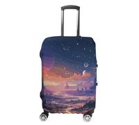 NTVOWPZO Travel Luggage Cover Spandex Suitcase Protector Washable Baggage Covers Colorful Retro Space Theme Elastic Scratch-Resistant Luggage Cover Protector Fits 18-32 Inch Luggage, Color-7, L