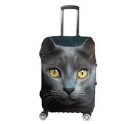 NTVOWPZO Travel Luggage Cover Spandex Suitcase Protector Washable Baggage Covers Gray Cat Stares Elastic Scratch-Resistant Luggage Cover Protector Fits 18-32 Inch Luggage, Color-3, S