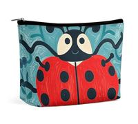 NTVOWPZO Travel Makeup Bags PU Leather Art Ladybug Cosmetic Bag with Zipper Large Toiletry Bag for Women Waterproof Portable Makeup Case Organizer Cute Zipper Pouch Make Up Bags