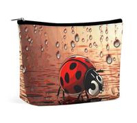 NTVOWPZO Travel Makeup Bags PU Leather Art Ladybug Tracks Cosmetic Bag with Zipper Large Toiletry Bag for Women Waterproof Portable Makeup Case Organizer Cute Zipper Pouch Make Up Bags