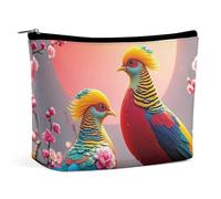 NTVOWPZO Travel Makeup Bags PU Leather Beautiful Cuckoo Bird Cosmetic Bag with Zipper Large Toiletry Bag for Women Waterproof Portable Makeup Case Organizer Cute Zipper Pouch Make Up Bags