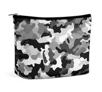 NTVOWPZO Travel Makeup Bags PU Leather Black Grey White Camo Cosmetic Bag with Zipper Large Toiletry Bag for Women Waterproof Portable Makeup Case Organizer Cute Zipper Pouch Make Up Bags