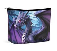 NTVOWPZO Travel Makeup Bags PU Leather Purple Dragon Purple Moon Cosmetic Bag with Zipper Large Toiletry Bag for Women Waterproof Portable Makeup Case Organizer Cute Zipper Pouch Make Up Bags