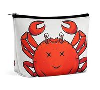 NTVOWPZO Travel Makeup Bags PU Leather Red Crab Pattern Cosmetic Bag with Zipper Large Toiletry Bag for Women Waterproof Portable Makeup Case Organizer Cute Zipper Pouch Make Up Bags