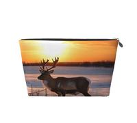 NTVOWPZO Travel Toiletry Bag for Women Men Deer on Snowfield in Sunrise Makeup Bag Large Capacity Cosmetic Bags Water-resistant Cosmetic Organizer Bag, Silver, One Size