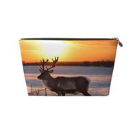 NTVOWPZO Travel Toiletry Bag for Women Men Deer on Snowfield in Sunrise Makeup Bag Large Capacity Cosmetic Bags Water-resistant Cosmetic Organizer Bag, Gold, One Size