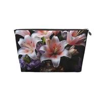 NTVOWPZO Travel Toiletry Bag for Women Men Flowers and Lilies Makeup Bag Large Capacity Cosmetic Bags Water-resistant Cosmetic Organizer Bag, Silver, One Size