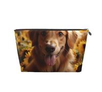 NTVOWPZO Travel Toiletry Bag for Women Men Golden Retriever Sunflower Makeup Bag Large Capacity Cosmetic Bags Water-resistant Cosmetic Organizer Bag, Silver, One Size
