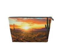 NTVOWPZO Travel Toiletry Bag for Women Men Saguaros at Sunset Makeup Bag Large Capacity Cosmetic Bags Water-resistant Cosmetic Organizer Bag, Gold, One Size