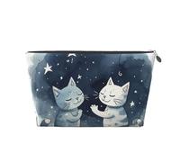 NTVOWPZO Travel Toiletry Bag for Women Men Two Cats Raise Their Hands Makeup Bag Large Capacity Cosmetic Bags Water-resistant Cosmetic Organizer Bag, Silver, One Size