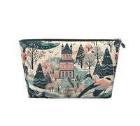 NTVOWPZO Travel Toiletry Bag for Women Men Winter Flowers and House Makeup Bag Large Capacity Cosmetic Bags Water-resistant Cosmetic Organizer Bag, Gold, One Size