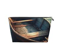 NTVOWPZO Travel Toiletry Bag for Women Men Wooden Boat on Water Makeup Bag Large Capacity Cosmetic Bags Water-resistant Cosmetic Organizer Bag, Silver, One Size