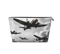 NTVOWPZO Travel Toiletry Bag for Women Men World War 2 Aircraft Makeup Bag Large Capacity Cosmetic Bags Water-resistant Cosmetic Organizer Bag, Silver, One Size