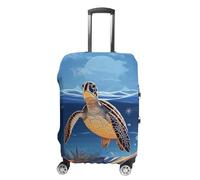NTVOWPZO Turtle on The Beach Travel Luggage Cover Spandex Suitcase Protector Washable Baggage Covers Elastic Scratch-Resistant Luggage Cover Protector Fits 18-32 Inch Luggage, turtle on the beach, S