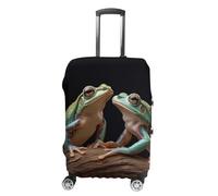 NTVOWPZO Two Frogs Travel Luggage Cover Spandex Suitcase Protector Washable Baggage Covers Elastic Scratch-Resistant Luggage Cover Protector Fits 18-32 Inch Luggage, Two Frogs, XL