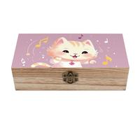 NTVOWPZO Wedding Cat Dances to Music Keepsake Box, Wooden Boxes with Hinged Lid for Storage, Small Memory Box for Keepsakes, Decorative Wood Memory Boxes for Crafts Jewelry Photo