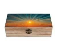 NTVOWPZO Wedding Ed with Sun Rays Keepsake Box, Wooden Boxes with Hinged Lid for Storage, Small Memory Box for Keepsakes, Decorative Wood Memory Boxes for Crafts Jewelry Photo