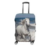 NTVOWPZO White Horse Running on The Sea Travel Luggage Cover Spandex Suitcase Protector Washable Baggage Covers Elastic Scratch-Resistant Luggage Cover Protector Fits 18-32 Inch Luggage, White horse